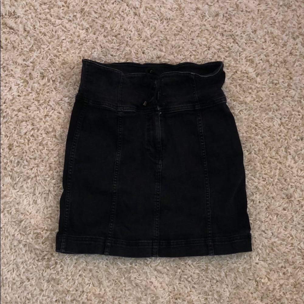 Free people black faced tie front skirt